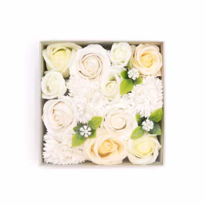 Soap Flowers Wedding Blessings - White & Ivory SFBX-10