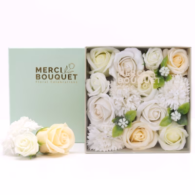 Soap Flowers Wedding Blessings - White & Ivory SFBX-10