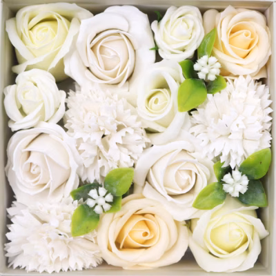 Soap Flowers Wedding Blessings - White & Ivory SFBX-10 — view 4