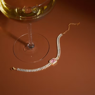 PINK CHAMPAGNE TENNIS BRACELET 22548 — view 3