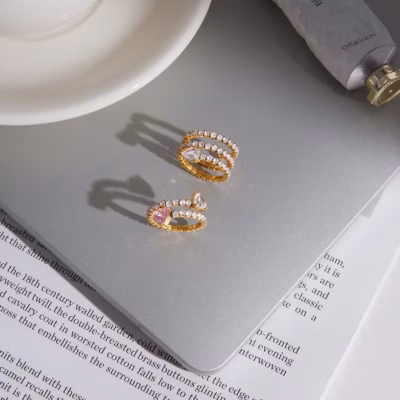 GOLDEN SERPENTINE PEAR RING 29325 — view 3