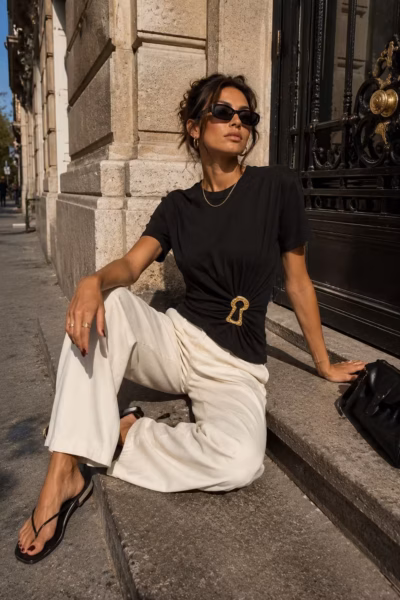 KEYHOLE DRAPE T-SHIRT 5371 — view 1