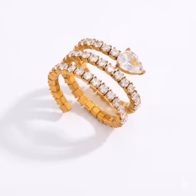 GOLDEN SERPENTINE PEAR RING 29325