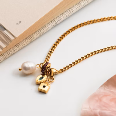 AMETHYST & PEARL CHARM CHOKER 21384