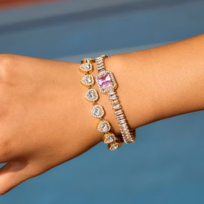 PINK CHAMPAGNE TENNIS BRACELET 22548 — view 2