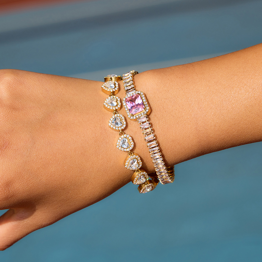 PINK CHAMPAGNE TENNIS BRACELET 22548 — view 2