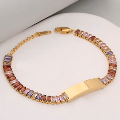 RAINBOW & CLEAR TENNIS BRACELET 22812 — view 1