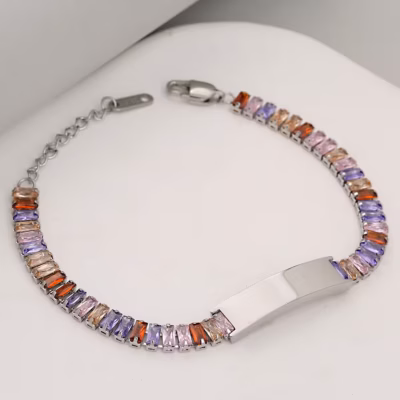 RAINBOW & CLEAR TENNIS BRACELET 22812 — view 2