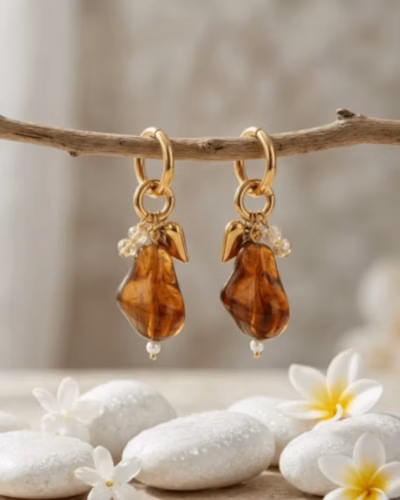 AMBER HEART DROPS EARRINGS 62530 — view 3
