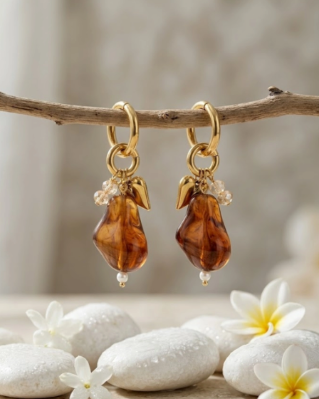 AMBER HEART DROPS EARRINGS 62530 — view 3