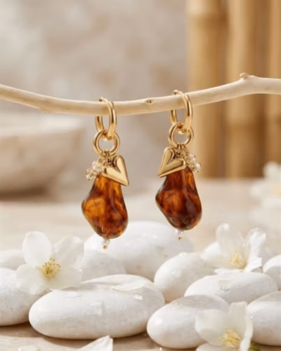 AMBER HEART DROPS EARRINGS 62530