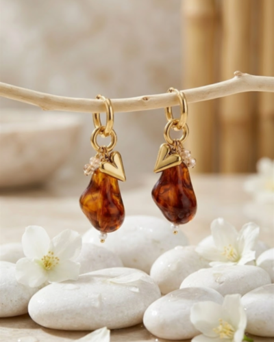 AMBER HEART DROPS EARRINGS 62530