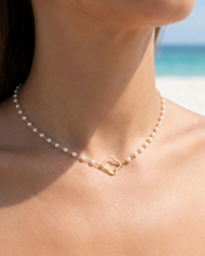 PEARL CLOVER WHISPER BACK NECKLACE 222856