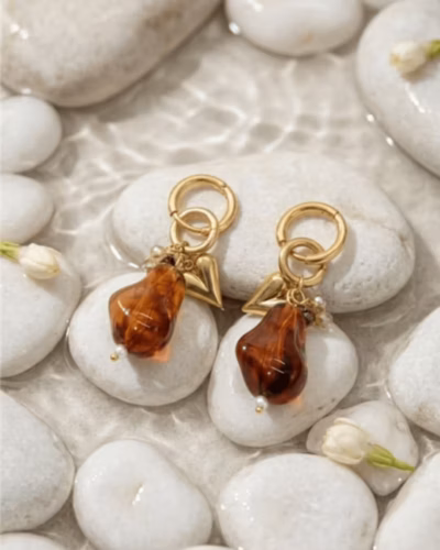 AMBER HEART DROPS EARRINGS 62530