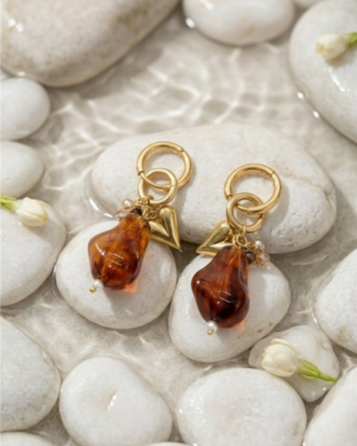 AMBER HEART DROPS EARRINGS 62530