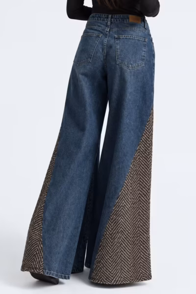 HERRINGBONE PANEL ELEPHANT LEG JEANS — ΠΑΝΤΕΛΟΝΙΑ (3)