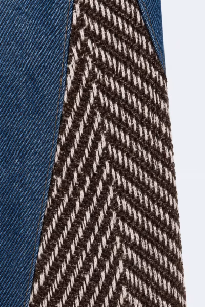 HERRINGBONE PANEL ELEPHANT LEG JEANS — ΠΑΝΤΕΛΟΝΙΑ