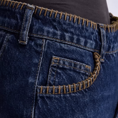 CONTRAST STITCH DENIM MINI SKIRT — ΦΟΥΣΤΕΣ (2)