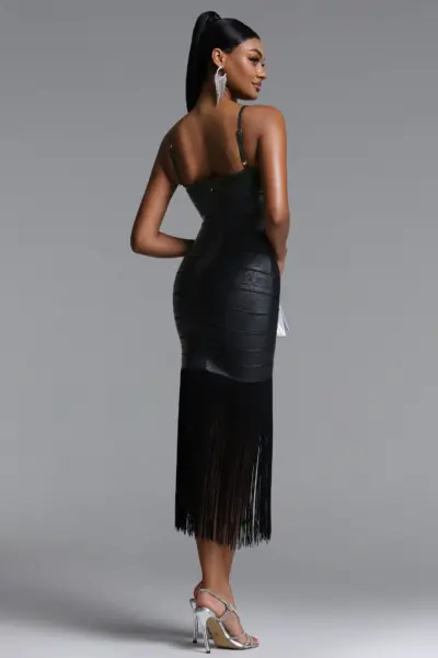 OBSIDIAN METALLIC FRINGE BANDAGE MIDI DRESS BB1202 — ΦΟΡΕΜΑΤΑ (2)