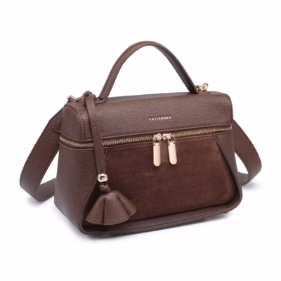 SUEDE-MIX VANITY CROSSBODY BAG — ΤΣΑΝΤΕΣ