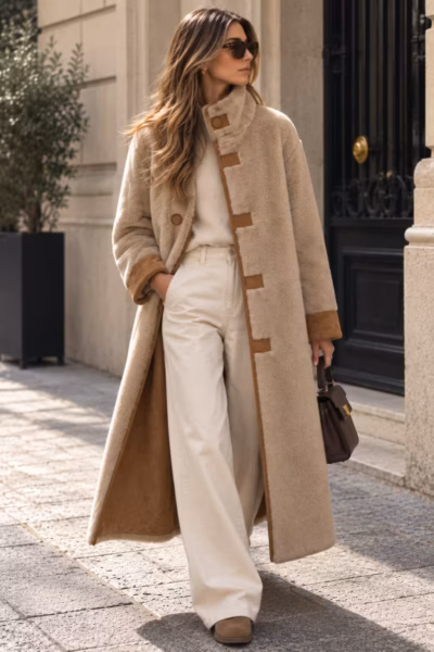 REVERSIBLE LONG FAUX SHEARLING & SUEDE COAT — ΠΑΝΩΦΟΡΙΑ (1)