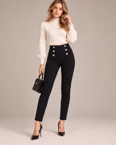 PARISIAN LOVE HIGH-WAIST TOUSERS — ΠΑΝΤΕΛΟΝΙΑ