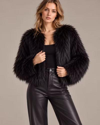 SOHO SHAGGY FAUX FUR CROPPED JACKET — ΠΑΝΩΦΟΡΙΑ